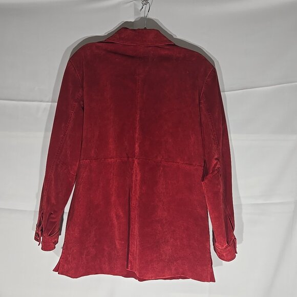 Vintage CHEROKEE Brand Suede Women Jacket Burgundy Red Washable Classic Sz L - Picture 3 of 9